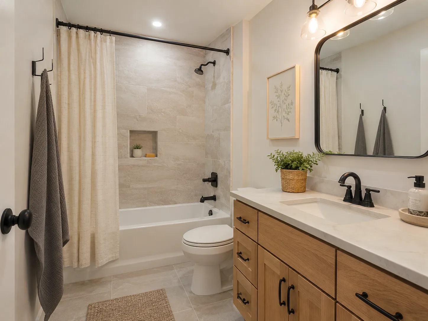 Bathroom renovation in Madison WI with updated fixtures, tile, and modern design