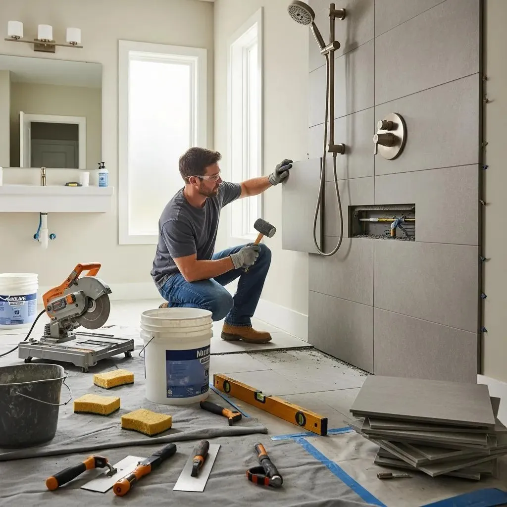 Tub to shower conversion in Madison WI with low-threshold shower entry